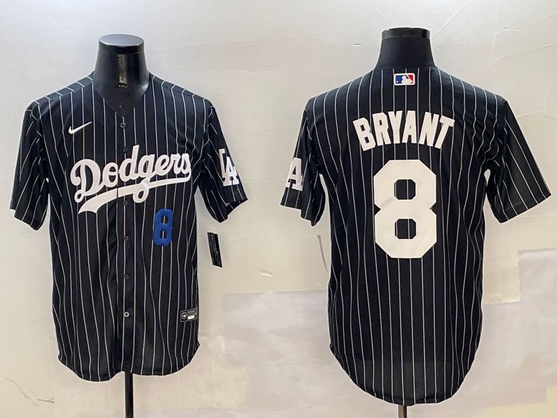 Men Los Angeles Dodgers 8 Bryant Black Stripe Jointly Name 2025 Nike MLB Jersey style 8